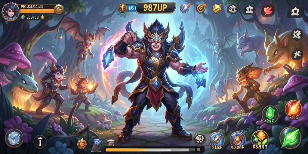 Screenshot utama gameplay 987UP menampilkan eksplorasi yang menegangkan.