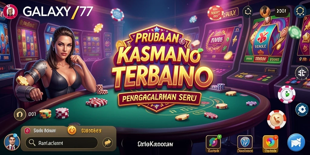 Screenshot utama GALAXY77 menampilkan suasana kasino yang mendebarkan.